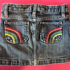 Gap Denim Jean Skirt w/ Rainbow Embroidered Pockets (Girls) Size 7